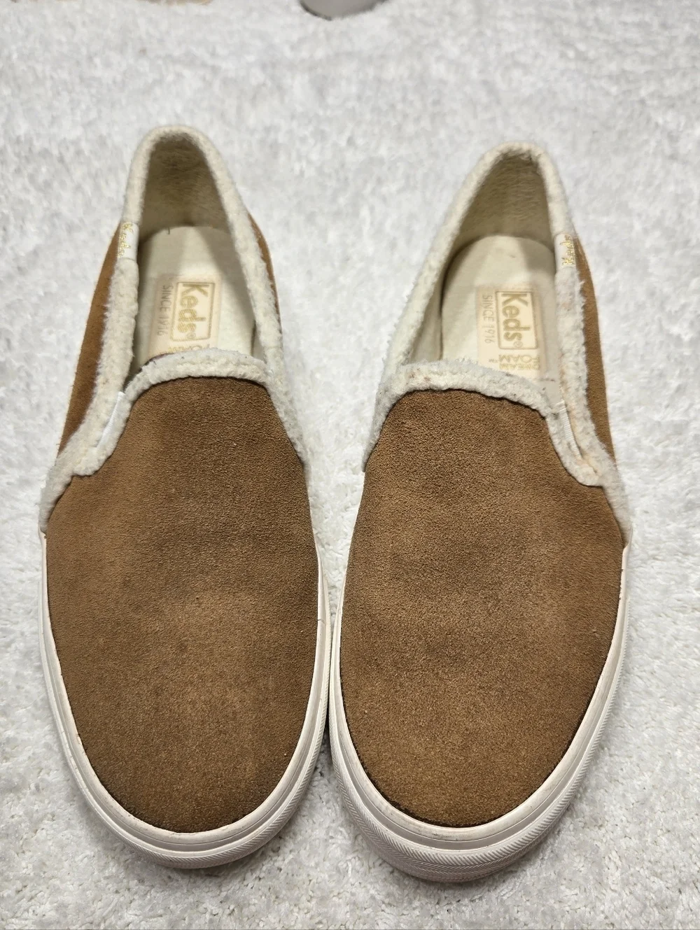 Keds® Double Decker Suede Slip-On Sneakers Tan Sz 8